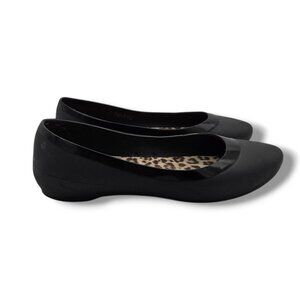 Crocs Lina Luxe Ballet Flats Womens‎ 9 Black Leopard